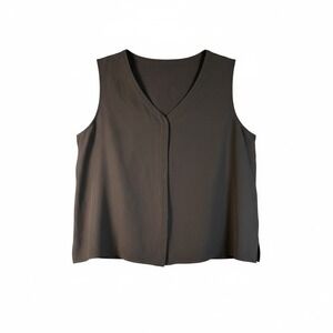 100% Silk Black Sleeveless Blouse Top Minimalist RN 78121 Eileen Fisher